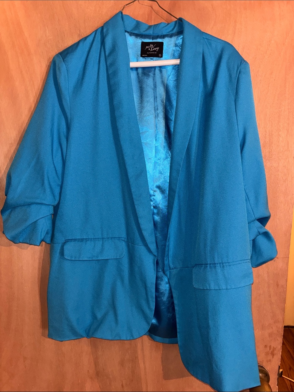 Women's Open-Front Teal Blue Blazer Jacket
